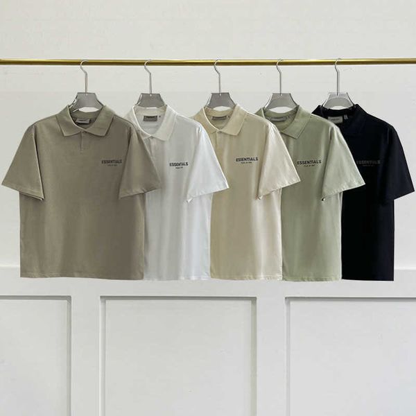 

ns56 2023 men's and women's fashion t shirt t-shirts high street brand ess reflective loose casual polo short sleeve, White;black