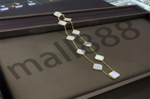 

classic fashion 10ten flowers choker chains necklaces for women 4 four leaf clover locket highly quality choker designer pendant 9128840, Golden;silver