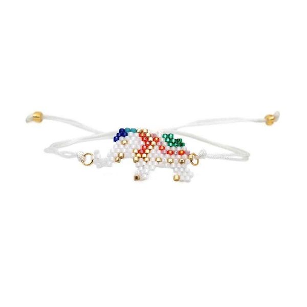 

classic simple lucky little elephant miyuki bracelet bead woven animal pattern friendship rope, Golden;silver