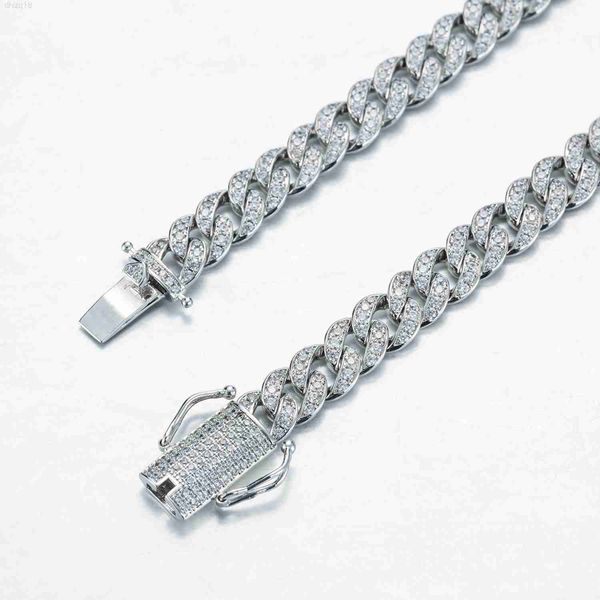 

sterling silver moissanite 20mm diamond women iced cuban link chain necklace