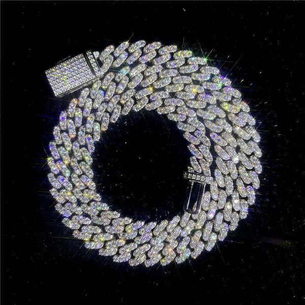 

custom diamond ice chains hip hop silver s925 iced out vvs moissanite cuban link chain necklace hip hop chain
