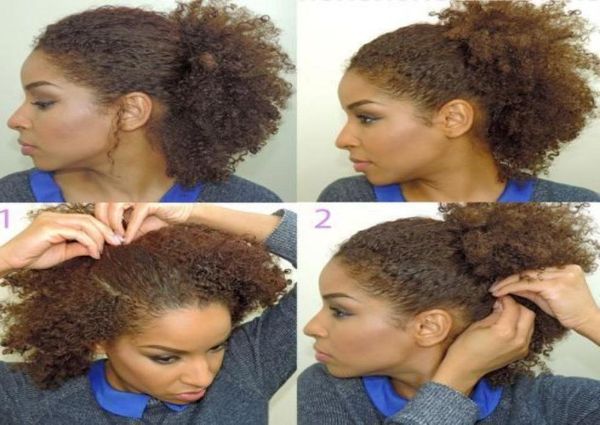 

new african american clip in black natural afro kinky curly brazilian virgin hair drawstring ponytail hair extensions 140g5531792