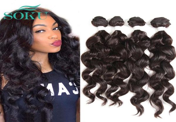 

body wave 4 bundles synthetic hair weave black brown color hair weaving extension soku heat resistant hair weave bundles 2202162218004