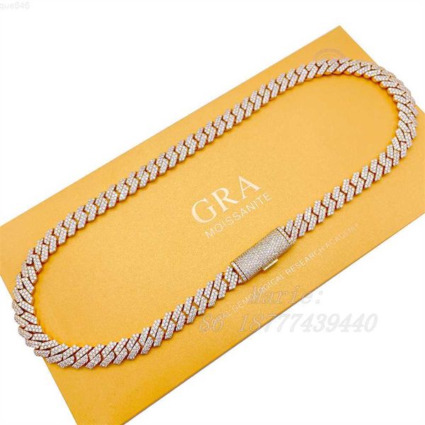 

pass diamond tester 10mm width s925 hip hop necklace vvs moissanite diamond cuban link iced out cuban link, Silver