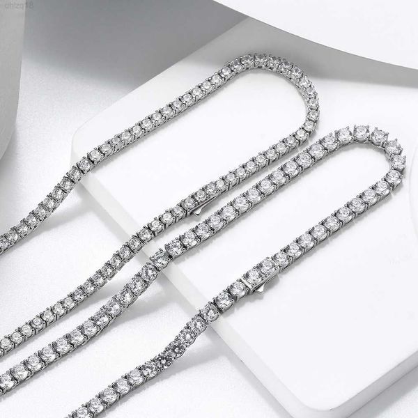 

wholesale custom tennis chains s925 silver hiphop 3mm 4mm iced out crystal jewelry women men cubic zirconia tennis necklaces