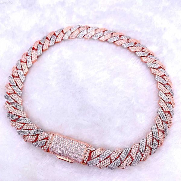 

hip hop jewelry buss down 16mm s925 cuban link chain customized iced out necklace vvs moissanite cuban chain, Silver