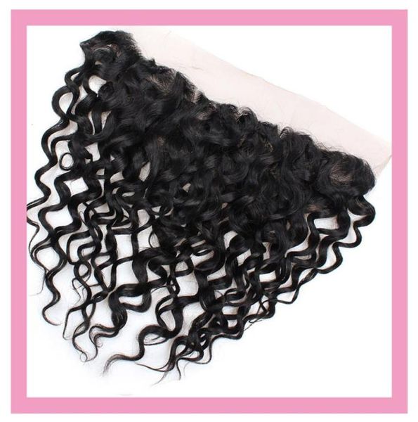 

indian virgin human hair water wave 13x4 lace frontal natural color water wave closures 13 by 4 frontal closures9911563, Black;brown