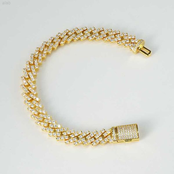 

iced out vvs moissanite cuban bracelet 925 silver bling moissanite diamond 10mm cuban link chain hip hop men jewelry necklace