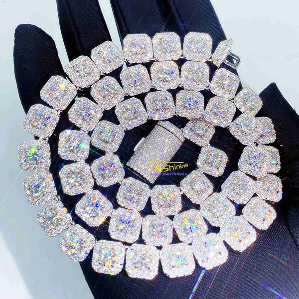 

gra certificate real sterling silver moissanite jewelry hip hop for men cube chain hip hop necklace jewelry