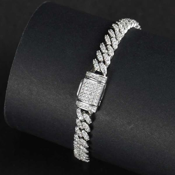 

fine women men hiphop jewelry 6mm cuban bracelets bangles womans thin moissanite 925 silver cuban link bracelet chain necklace