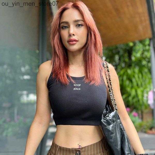 

2023 summer shirts tanks tee dress sleeveless black white coat crew neck cropped t shirts women knits tee knitted sport tank woman vest yog