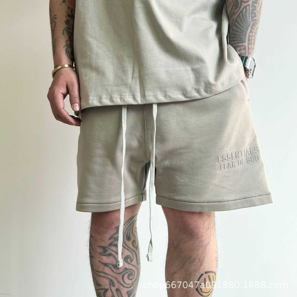 

9xhz 2023 men's and women's fashion shorts high street brand ess season 8 flocking loose fit sports, White;black