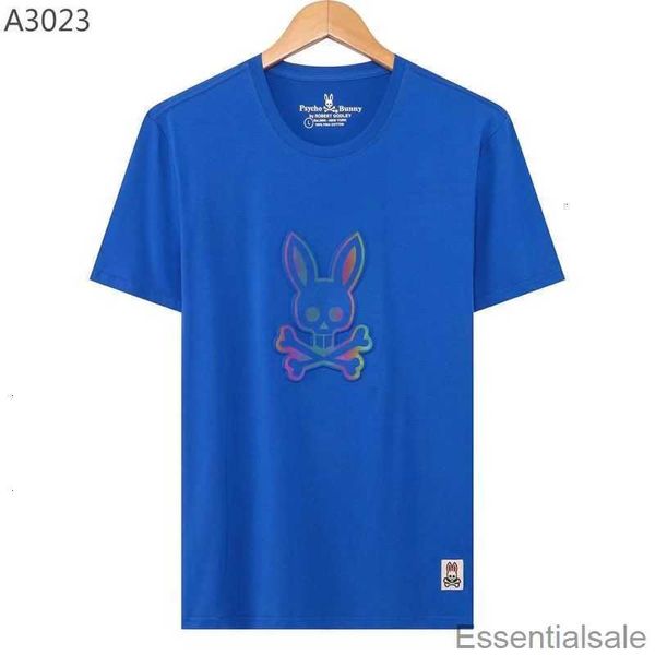 

psycho bunny 23 summer new skeleton rabbit cartoon relief magic color printing short sleeve versatile casual cotton t-shirt men and women em, White;black