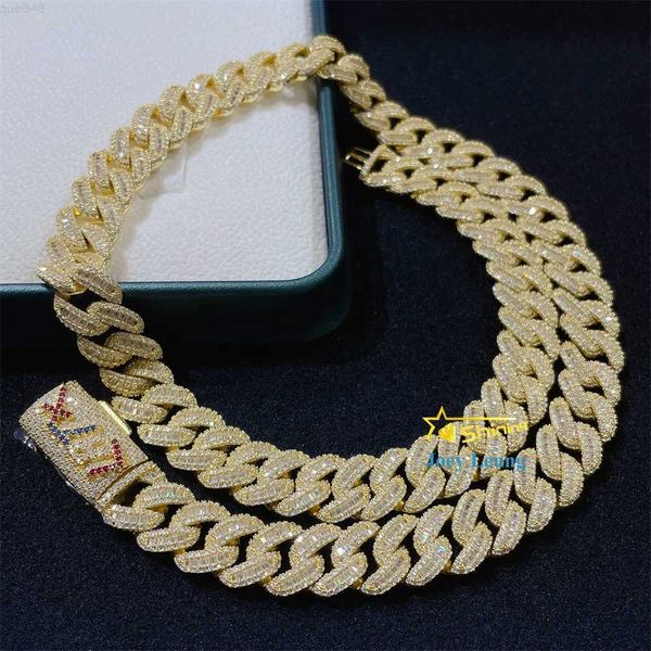 

rapper style moissanite jewelry 925 silver necklace iced out cuban link miami cuban link