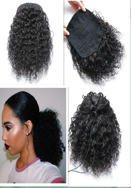 

short curly drawstring pony tail natural black afro curly brazilian hair ponytail hairpiece 120g ship6362869