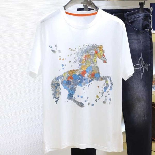 

high version short sleeved tshirts mens womens sweatshirt hms designer tshirt pullover shirts men polos tee h horse 3d printed casual t-shir, White;black