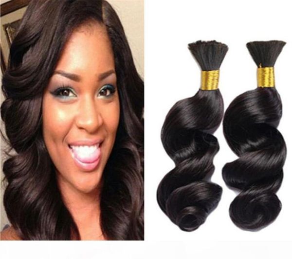 

brazilian hair loose wave human hair bulk for braiding 100g human braiding hair loose wave curly2272607, Black