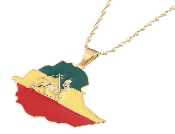 

enamel map of ethiopian lion pendant necklace africa gold chain necklace map jewelry1667971, Silver