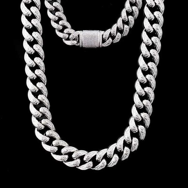 

hip hop necklace iced out vvs moissanite iced out diamond silver color necklace men gold jewelry cuban link chain