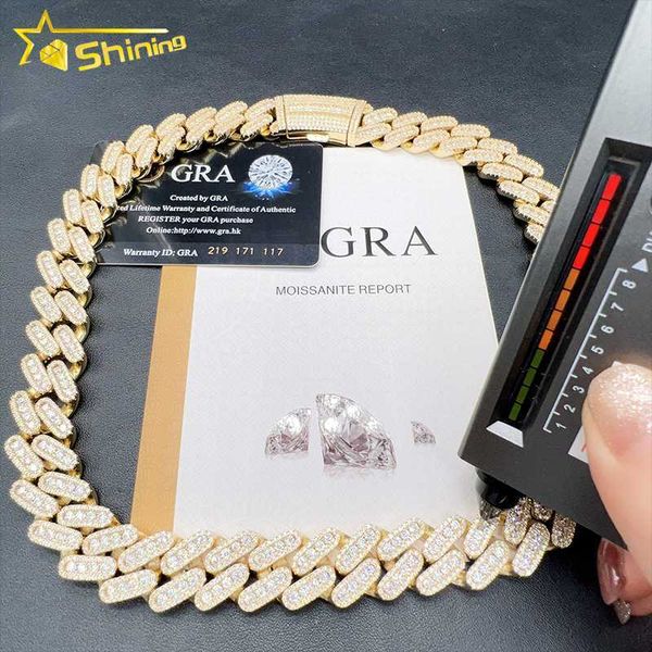 

hiphop jewelry 925 sterling silver ice out cuban chain vvs moissanite diamond cuban link chain