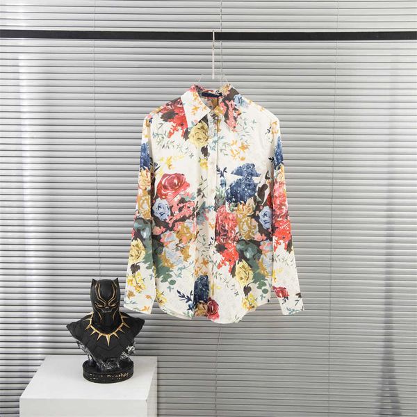 

2023ss men's summer long sleeves fashion printed casual outdoor hawaii a variety of style shirt trend leisure slim ironed lapel clothe, White;black