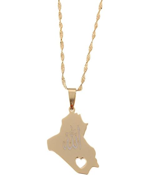 

republic of iraq map pendant necklace gold color islanmic jewelry1539571, Silver