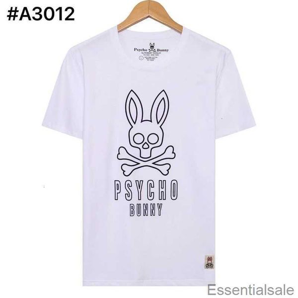 

psycho bunny 2023 summer new skeleton rabbit embroidery flocking print pattern casual short sleeve versatile t-shirt trendy men mq8z, White;black