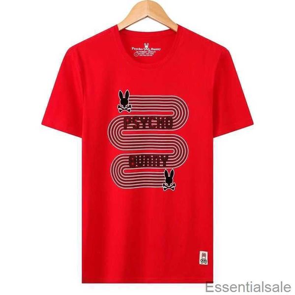 

psycho bunny 23 summer new skeleton rabbit flocking printing cartoon embroidery pattern short sleeve fashion brand casual men and women auzp, White;black