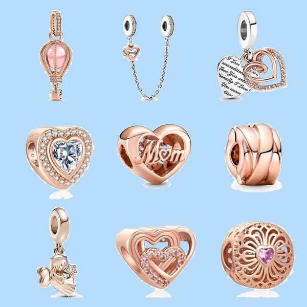 

925 sterling silver charms for pandora jewelry beads diy pendant women bracelets beads diy fine air balloon family dangle jewelry mom, Black