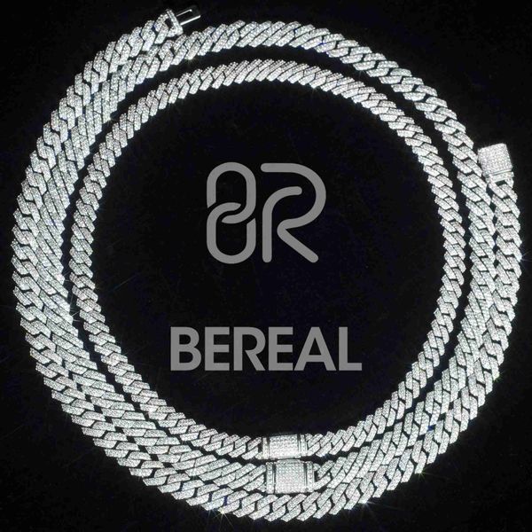 

custom pass diamond tester hip hop 925 iced out cuban chain necklace 8mm 10mm 12mm vvs moissanite cuban link chain necklace, Silver