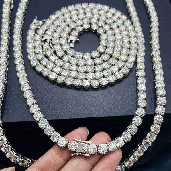 

vvs moissanite tennis chain factory price s925 with moissanite 3mm 4mm 5mm 6.5mm wide diamond tennis bracelet, Silver