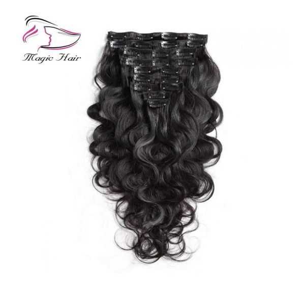 

clip in human hair extensions for women body wave 140g 10piecesset brazilian remy hair extensions 830inch in stock6621056, Black;brown