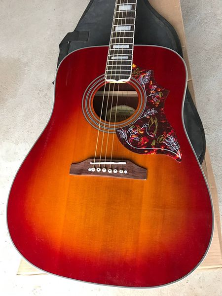 

solid spruce body hummingbird cs 41 inch acoustic guitar block rrets inlay cherry sunburst rosewood fingerboard maple back & side high quali