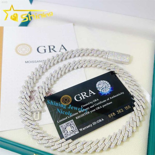 

wholesale price 925 sterling silver 10mm 12mm gra certificate iced out moissanite cuban link chain