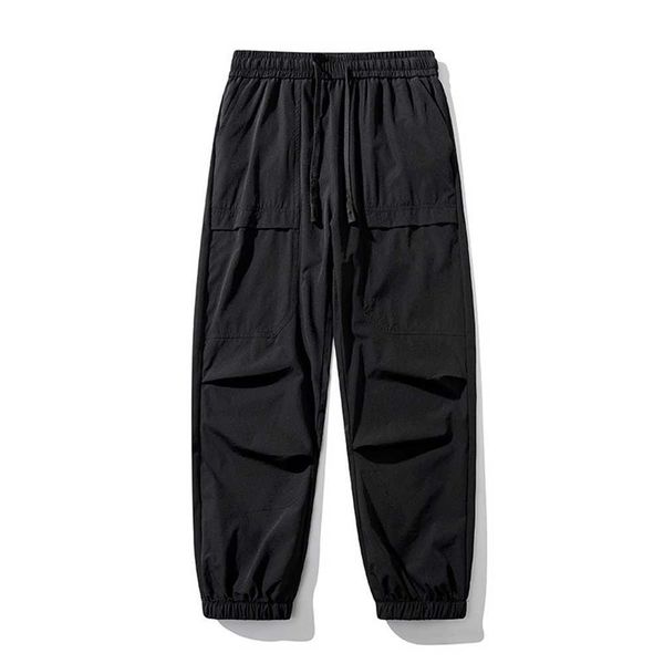 

thin silk pants ice men's summer men's casual pants trendy brand quick drying breathable sports pants leggings men's cropped, Black