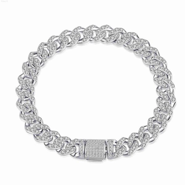 

wholesale jewelry gold plated fine s925 sterling silver hip hop bangles moissanite diamond men's cuba chain fashion bracelets