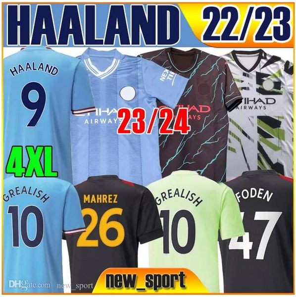 

xxxl 4xl 23 24 haaland #9 soccer jerseys grealish #10 mahrez de bruyne anniversary man foden gundogan 2023 2024 ferran bruyne football shirt, Black;yellow
