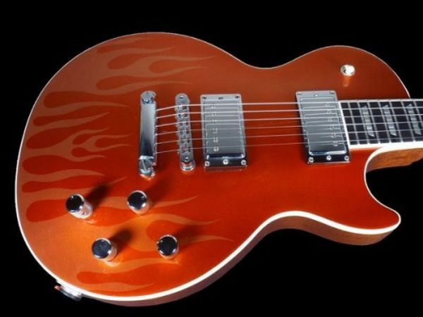 

factory mahogany lp guitar custom limited edition candy orange ghost flames oem available in stock16