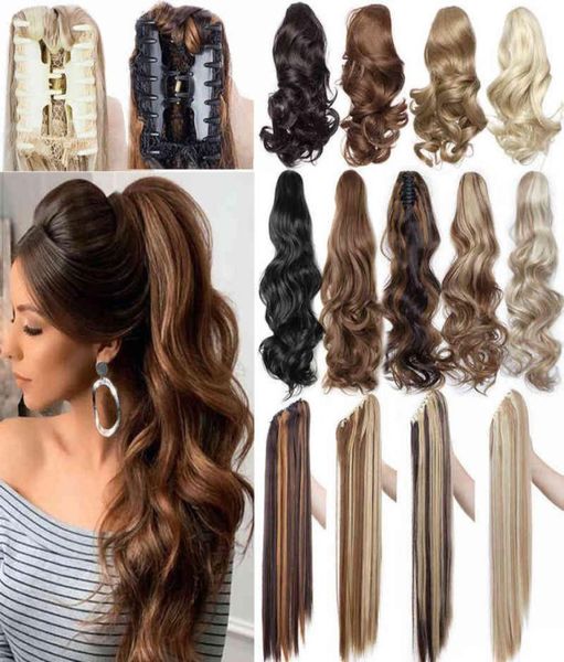 

snoilite big grab claw clip in ponytail hair extension syntheitc ponytail extension hair fake hairpiece for women daily party 2209966249, Black;brown