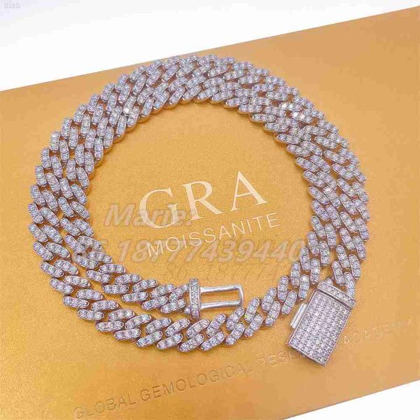 

6mm 8mm hip hop necklace for girl s925 with vvs moissanite iced out diamond cuban link moissanite jewelry, Silver