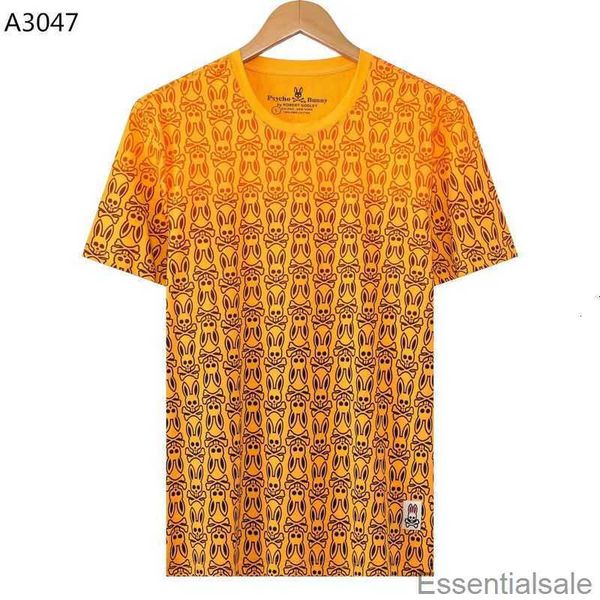 

2023 spring/summer new psycho bunny skeleton rabbit full short sleeve printed pattern fashion brand t-shirt pure cotton embroidery x6ez, White;black
