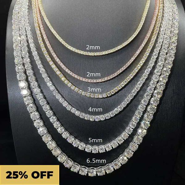 

oem odm custom jewelry wholesale gold 925 sterling silver iced out 3mm def color vvs moissanite diamond necklace tennis chain