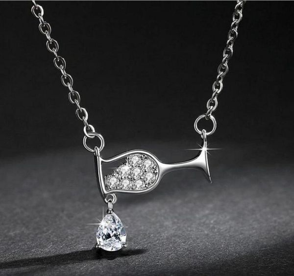 

crystal wine bottle glass necklaces for girls laides lariat chokers pendant necklaces gold silver plated jewelry gifts for girls l1647337, Golden;silver