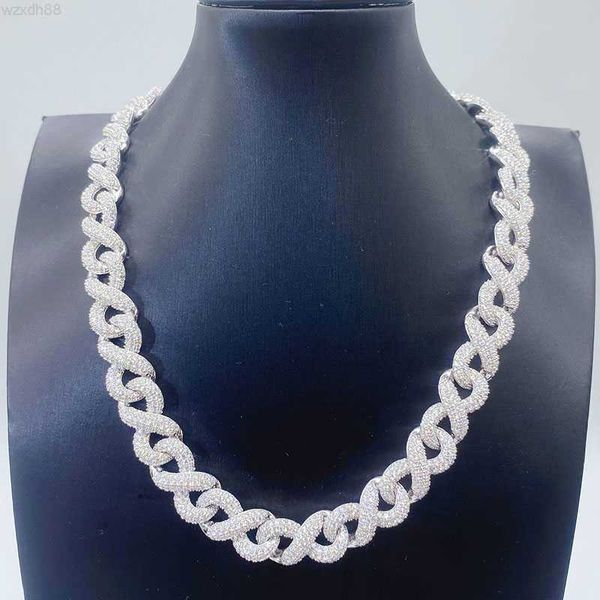 

fine hip hop jewelry necklace 925 sterling silver color hip hop moissanite diamond infinity link chain for men