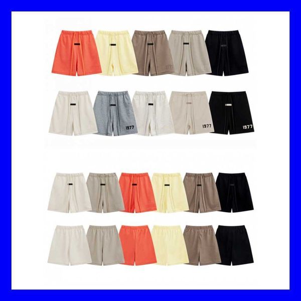 

gd1l 2023 men's and women's fashion shorts high street brand ess season 8 flocking solid letter 1977 sports split pants, White;black