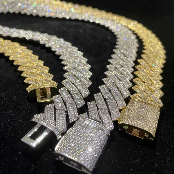 

hip hop 18mm cuban chains sparkling cz rock brass cubic zirconia necklace men's and women's jewelry gifts, Silver