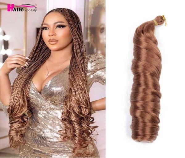 

french curls braiding hair synthetic crochet braid extensions 22 inch silky braids loose wavy spiral curl expo city 2206108430856, Black;brown