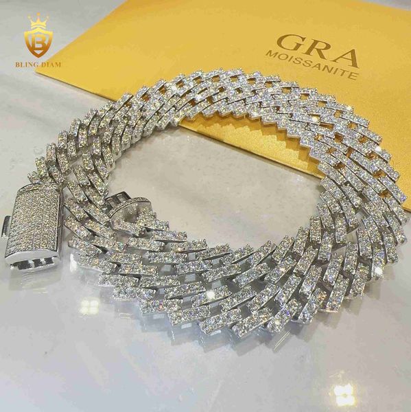 

fine jewelry necklace 8mm 10mm 13mm iced out cuban link chain 1 row vvs moissanite cuban chains for men, Silver