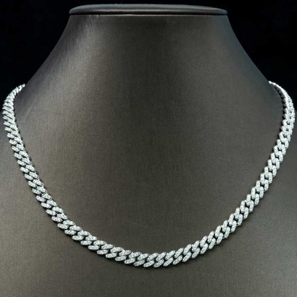 

qianjian gems hip hop 14mm width 925 sterling silver white gold plated moissanite cuban chain