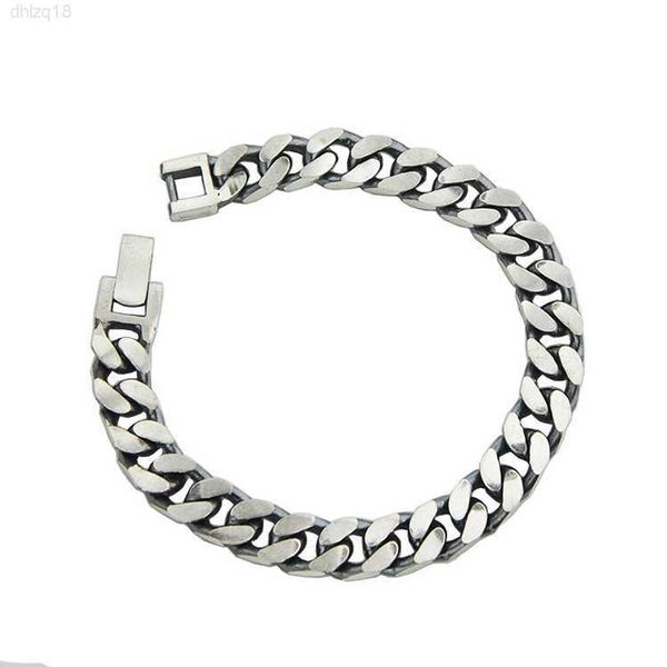 

ins hip hop vintage niche chain personality couple cuban sideways heavy bracelet 925 sterling silver bracelet mens